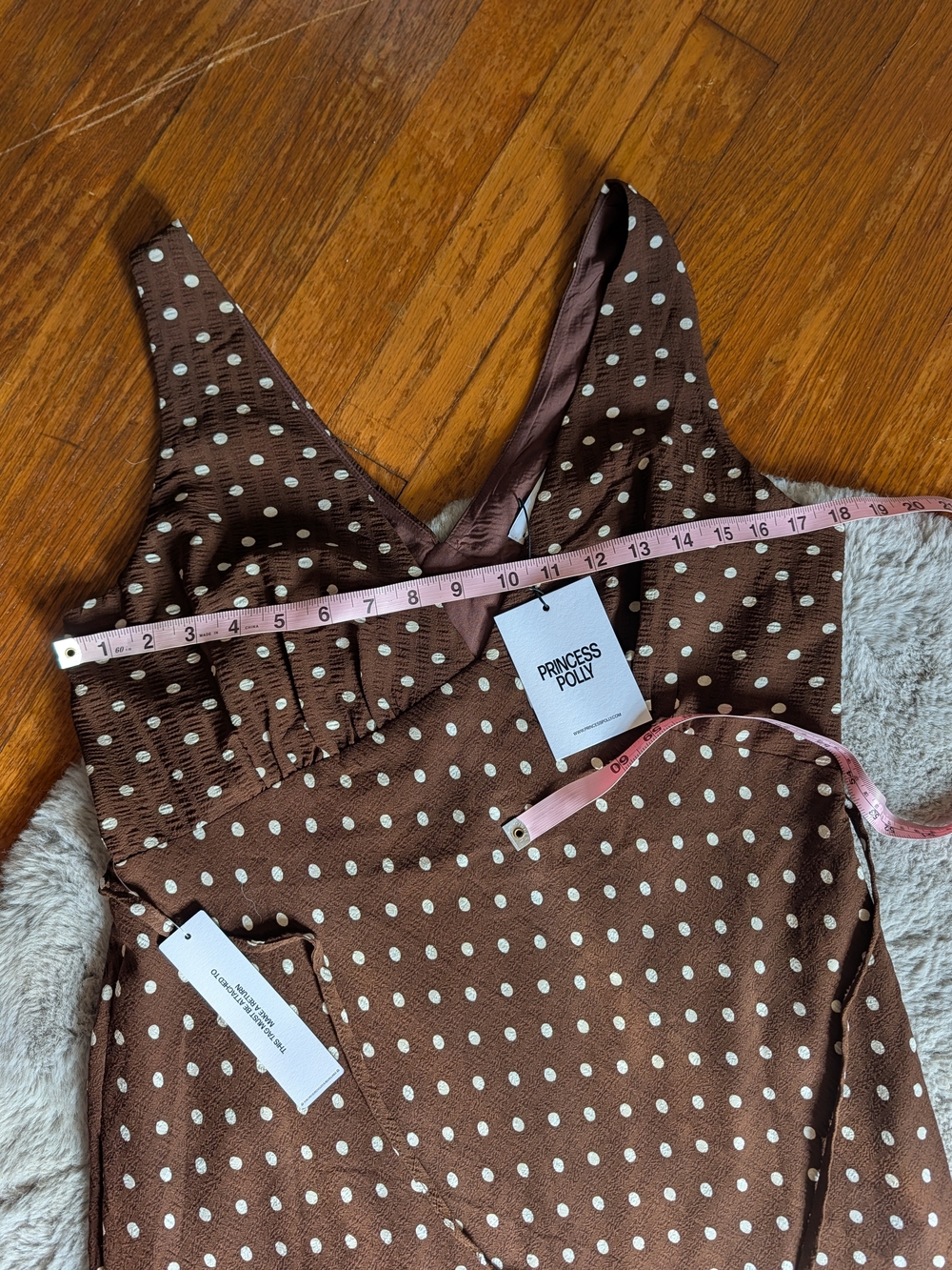 NWT Princess Polly Nellie Brown and White Polka Dot V-Neck Maxi Dress - Picture 4 of 8
